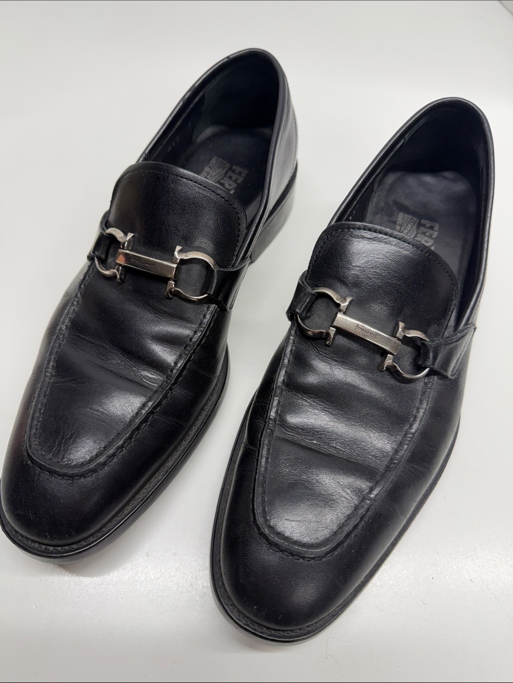 Salvatore Ferragamo Loafers Leather Horse Bit Loafer Shoes Black Mens Size 8 B - Picture 8 of 9